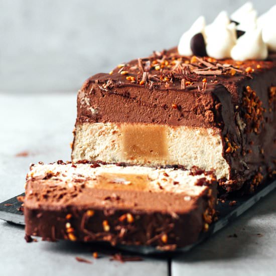 Chocolate, Caramel, and Vanilla Log