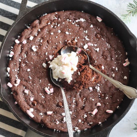Peppermint Chocolate Skillet Cookie
