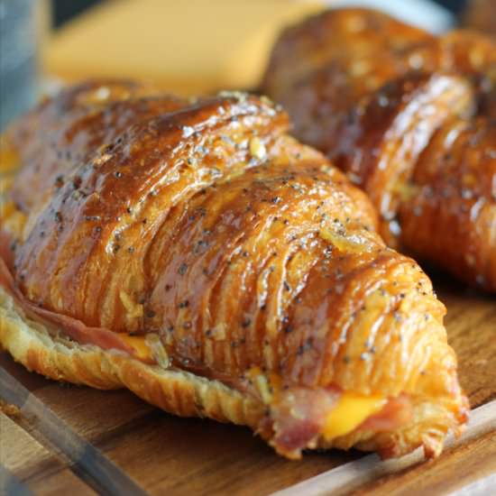 Glazed Ham and Cheese Croissants