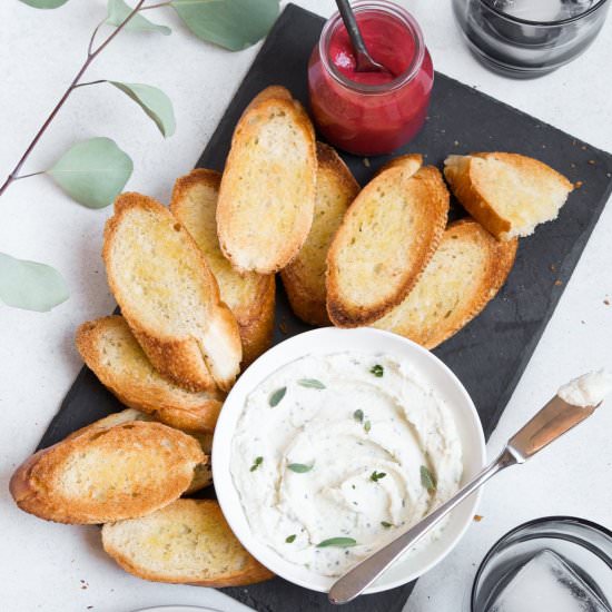 Ricotta Crostini w/ Cranberry Curd