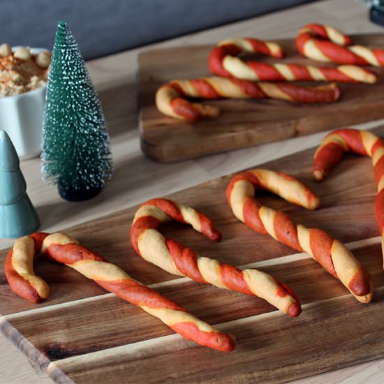 Candy Cane Christmas breadsticks