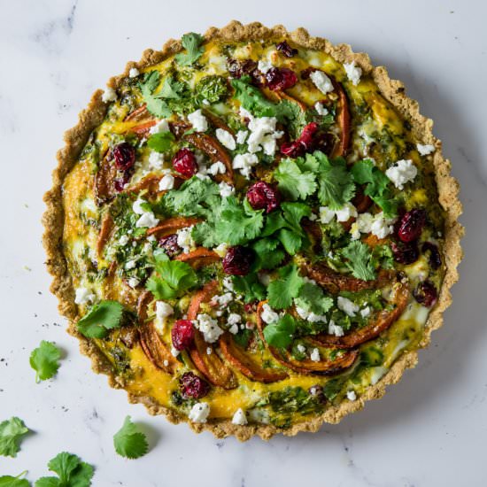 Pumpkin, Feta & Cranberry Tart