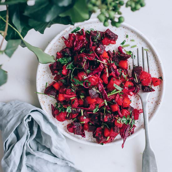 Russian Salad with Beet and Pickles
