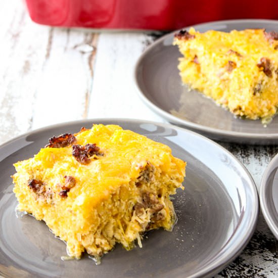 Spaghetti Squash Sausage Egg Bake