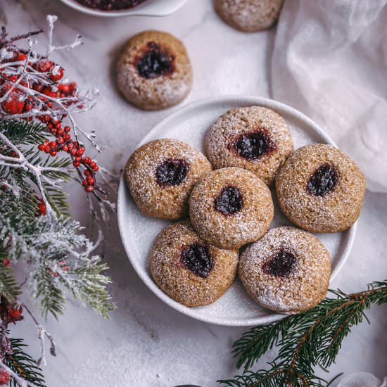 Spelt Thumbprint Cherry jam cookies