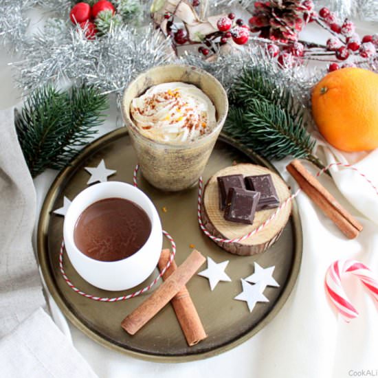 vegan orange spiced hot chocolate
