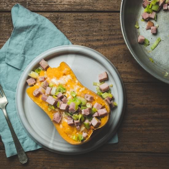 TWICE BAKED BUTTERNUT SQUASH BOATS
