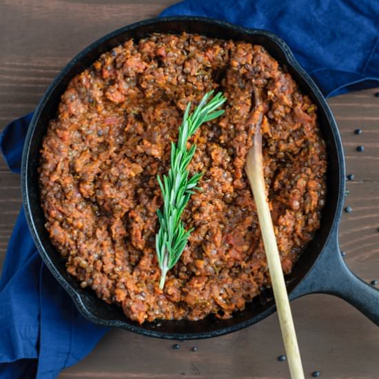 Vegan Black Lentil Bolognese Sauce