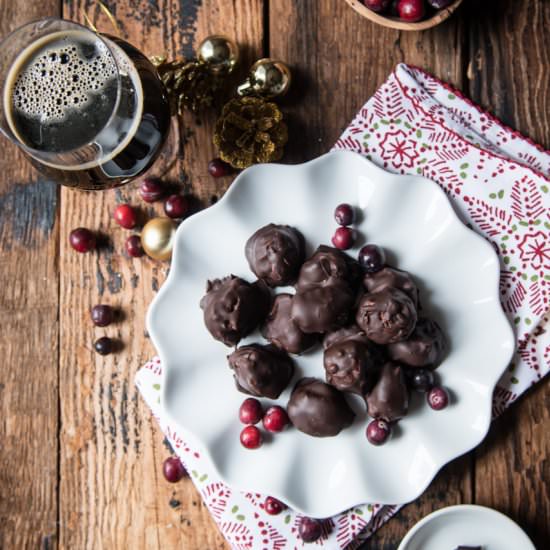 Stout Cranberry Mascarpone Truffles