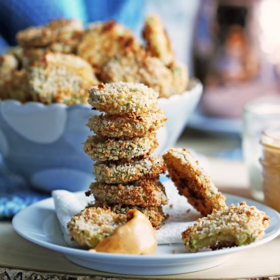 Crispy Oven-Fried Pickles with Dip