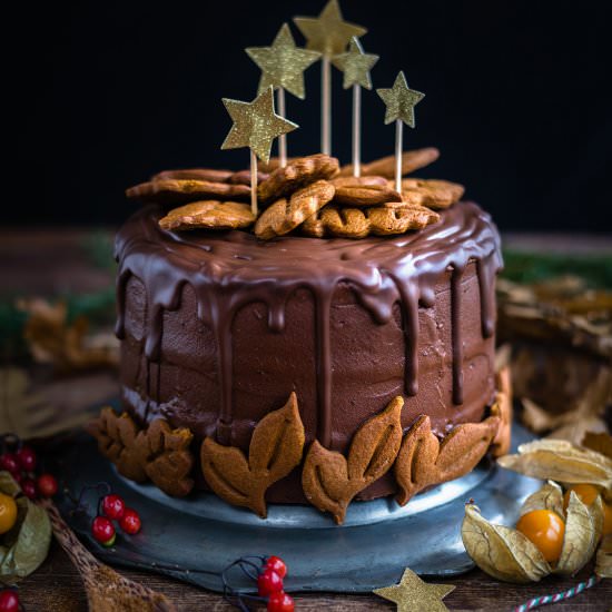 Chocolate gingerbread layer cake