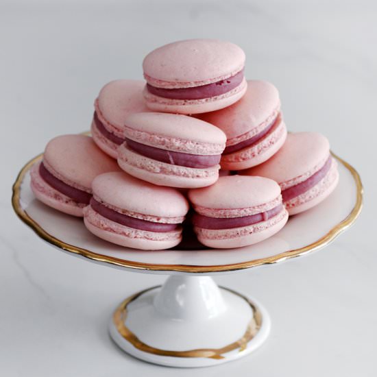 Raspberry Rose Macarons