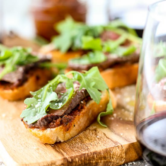 Sun-Dried Tomato Beef Crostini