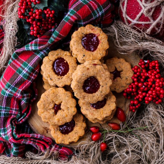 Cheese Lingonberry Linzer Cookies