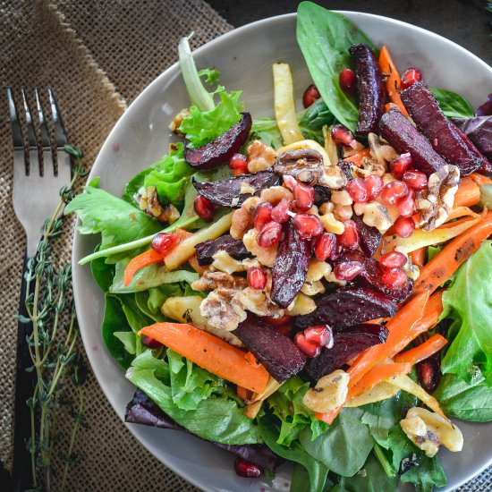Winter salad with roasted vegetable