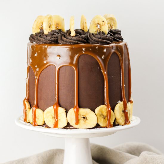 Chocolate Caramel Banana Layer Cake