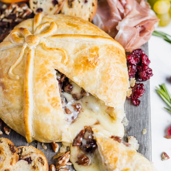 CRANBERRY PECAN STUFFED BAKED BRIE