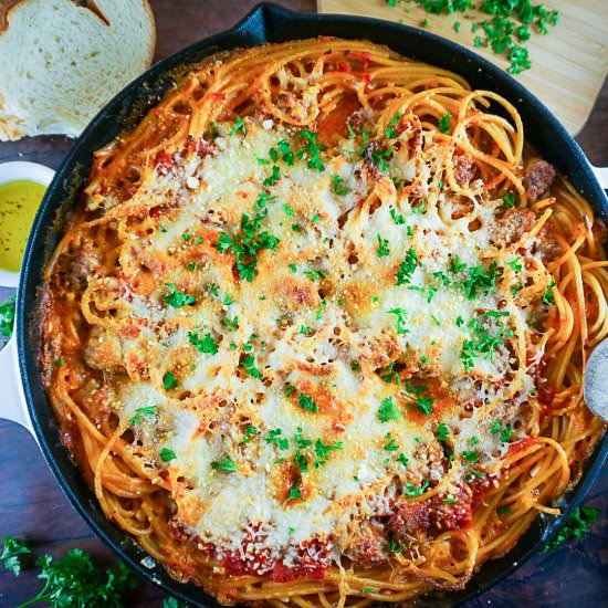 lightened spaghetti bake
