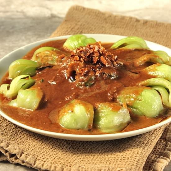 sesame sauce drizzled bok choy