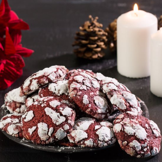 Red Velvet Crinkle Cookies