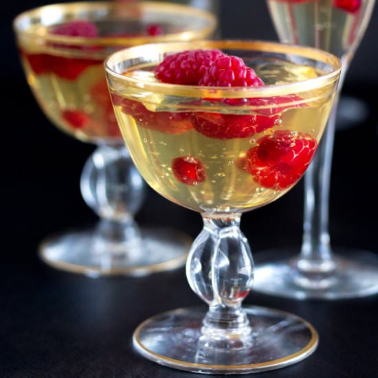 Champagne Gelée with Raspberries