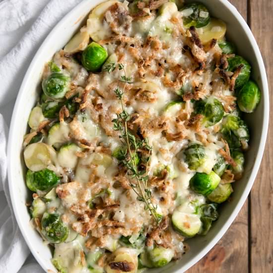 Brussels Sprouts and Potato Gratin