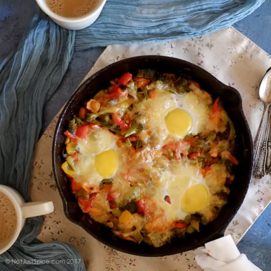 Baked Eggs on a Bed of Vegetables