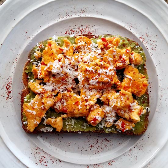 Avocado Toast & Harissa Scrambled Eggs