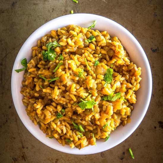 One Pot Mexican Lentils and Rice