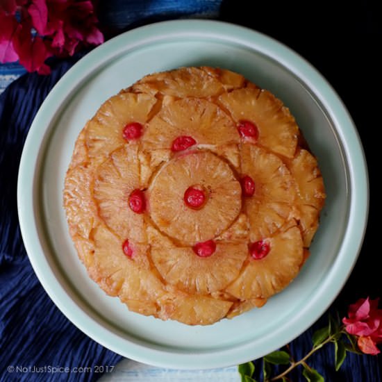 Warm Coconut Pineapple Upside Down Cake