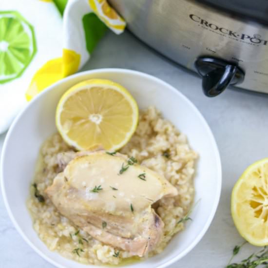 Slow Cooker Lemon Chicken & Rice