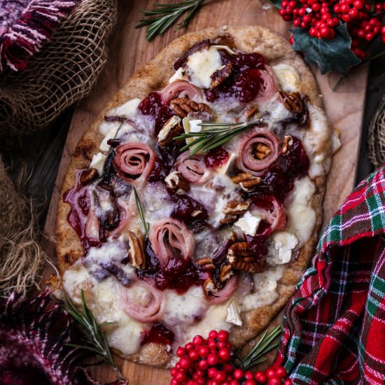Lingonberry Brie Naan Pizza