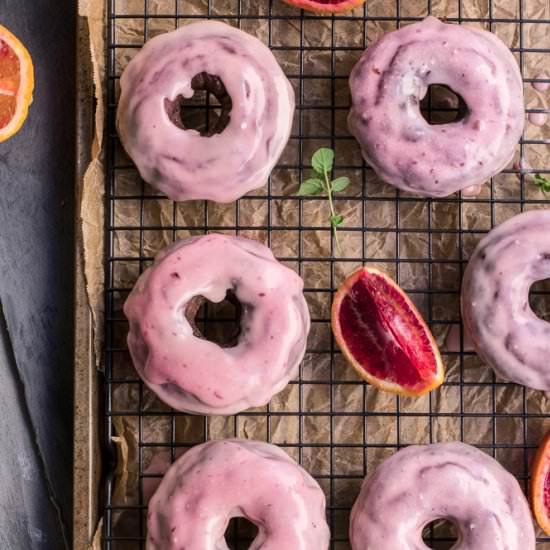 Baked Chocolate Blood Orange Donuts