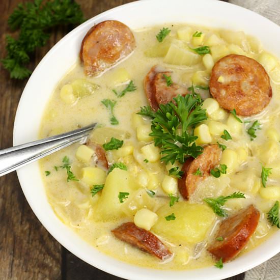 Corn Chowder with Andouille Sausage