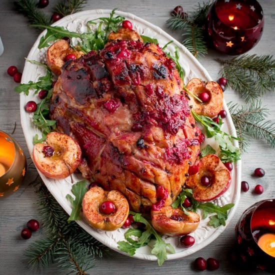 Spiced Cranberry Glazed Ham