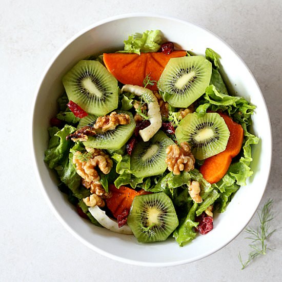 Winter Salad With Kiwi, Persimmon