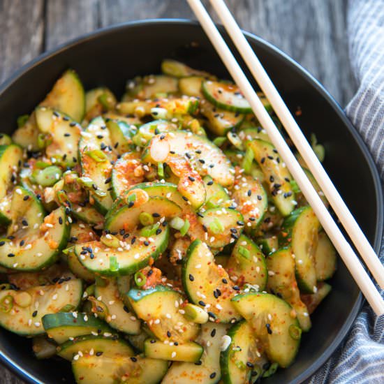 Quick Kimchi Cucumbers