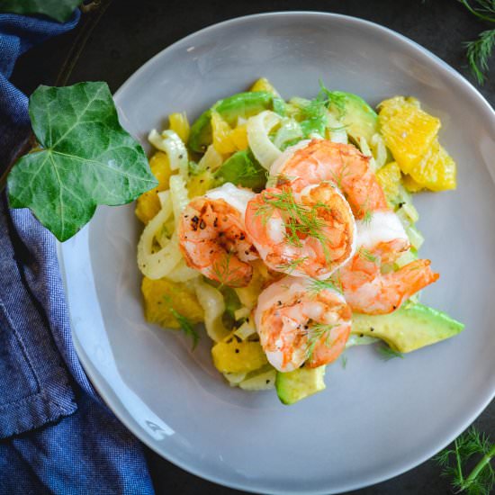 avocado, citrus and shrimp salad