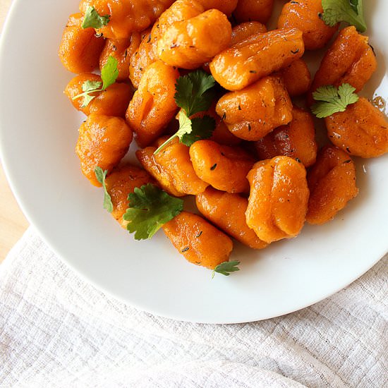 Vegan sweet potato gnocchis