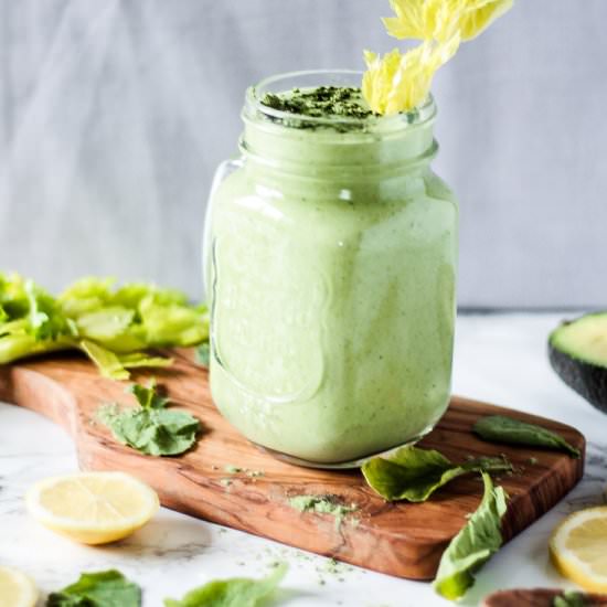 Vegan green smoothie with avocado