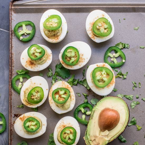 Avocado Jalapeño Deviled Eggs