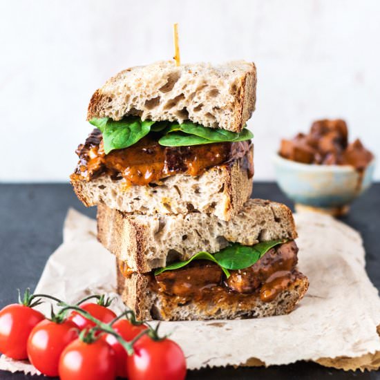 Vegan Buffalo Tofu Chicken Sandwich