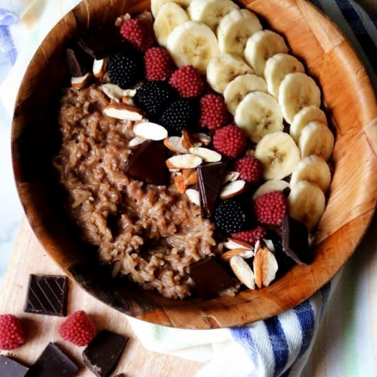 Brown Rice Porridge with Dark Chocolate