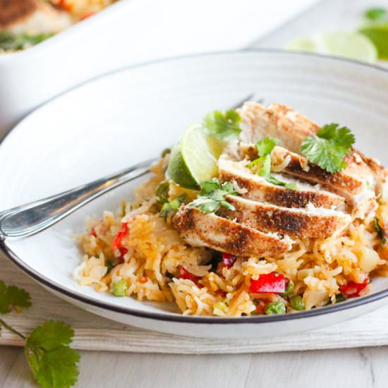 One Pan Thai Chicken & Rice Bake