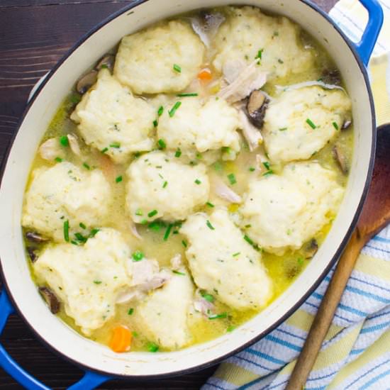 Chicken & Cornmeal Chive Dumplings