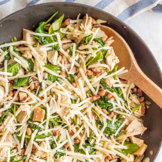 Low-carb chicken, beans and spinach