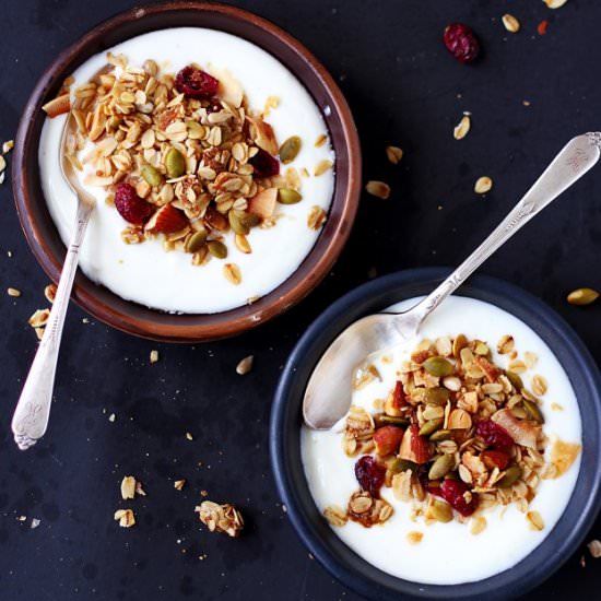Sunflower and pumpkin seed granola
