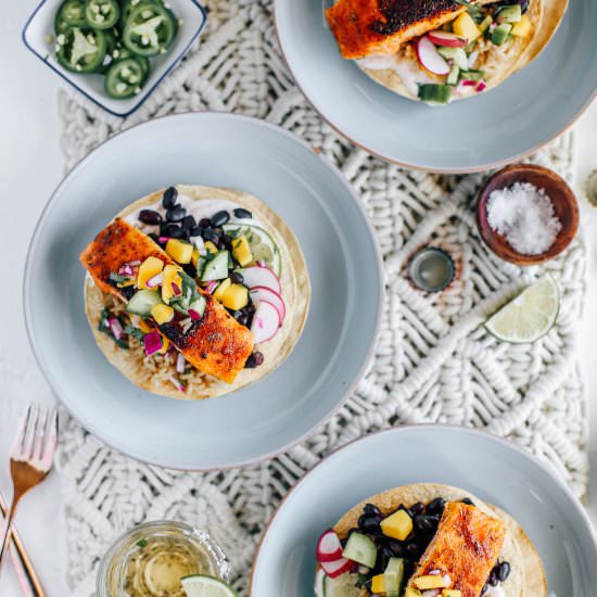 Blackened Salmon Tostadas