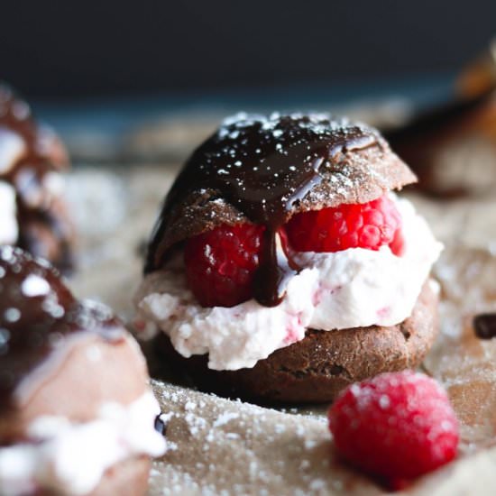 Chocolate Raspberry Cream Puffs