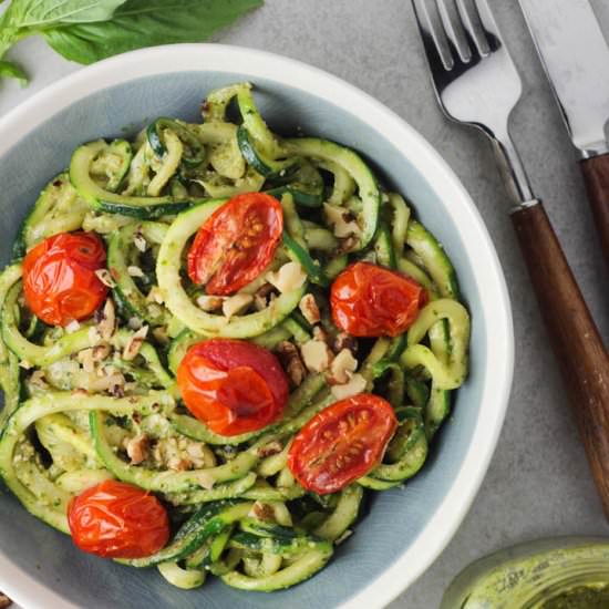 Pesto Zoodles & Roasted Tomatoes